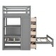 preview thumbnail 11 of 34, Twin Over Twin Bunk Bed with LED Lights & USB Ports, Grey, with Storage