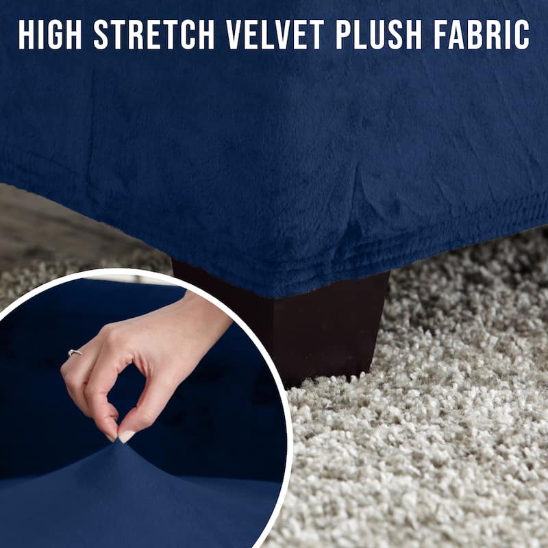 Premium Stretch Velvet-Plush Ottoman Slipcover