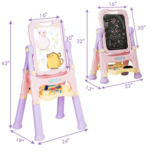 Kids Easel for Two Adjustable Height Double Sided Art Easel