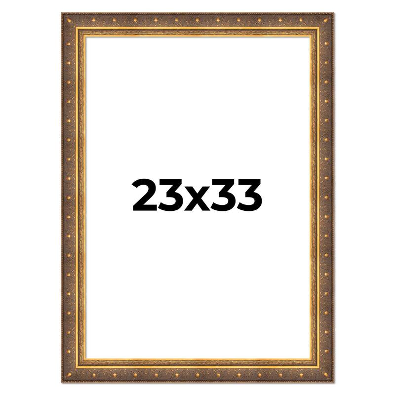 23x33 Frame Vintage Gold Solid Wood Picture Frame | 2.5 Inch Moulding