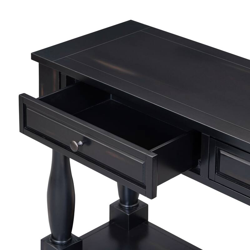 Farmhouse 63" Long Console Table with Drawers and Shelf for Entryway