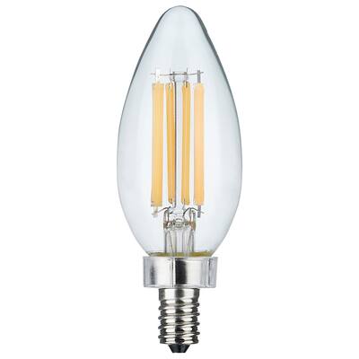 8W C11 LED Clear Finish Candelabra Base 4000K 90 CRI 800L