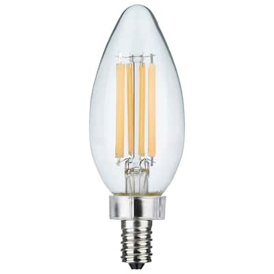 8W C11 LED Clear Finish Candelabra Base 5000K 90 CRI 800L