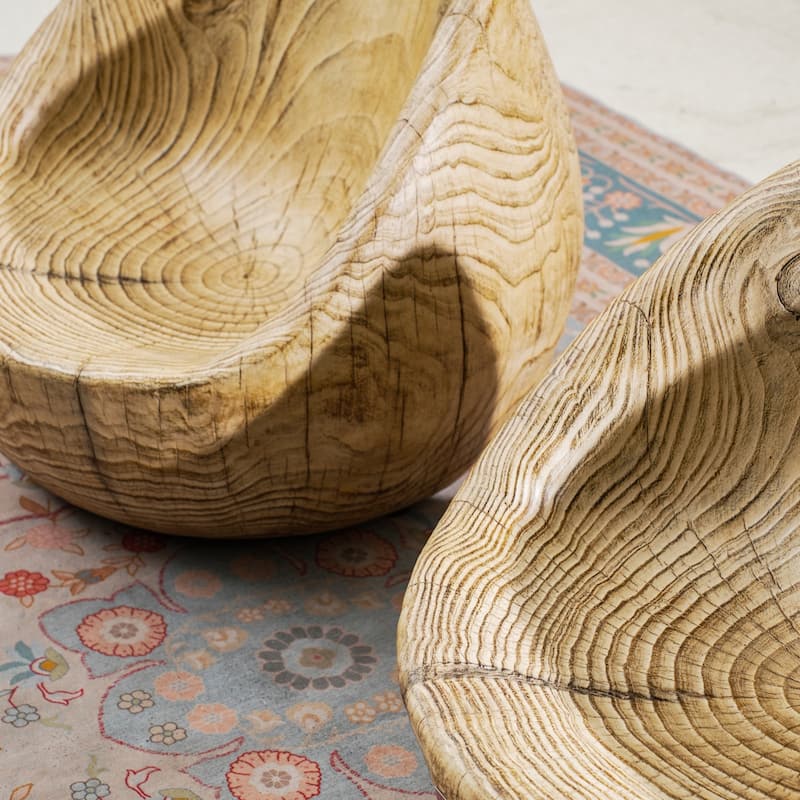 Set of 2 Outdoor Imitation-Wood Stool Sofas