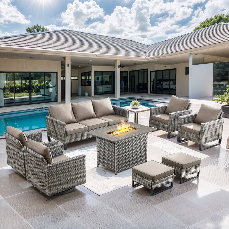 Gymojoy Outdoor Fire Pit Conversation Set, Patio Furniture with Cushions