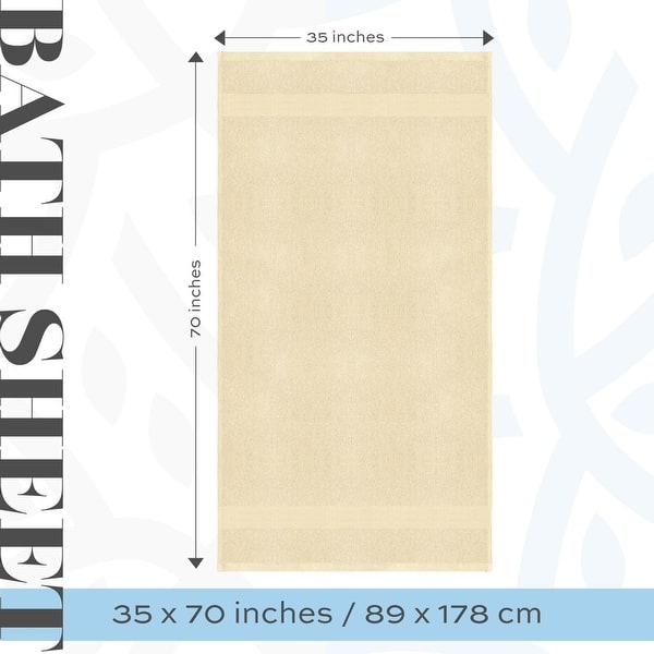 dimension image slide 4 of 19, White Classic Luxury Cotton Oversized Bath Sheet 35x70 - Set of 2