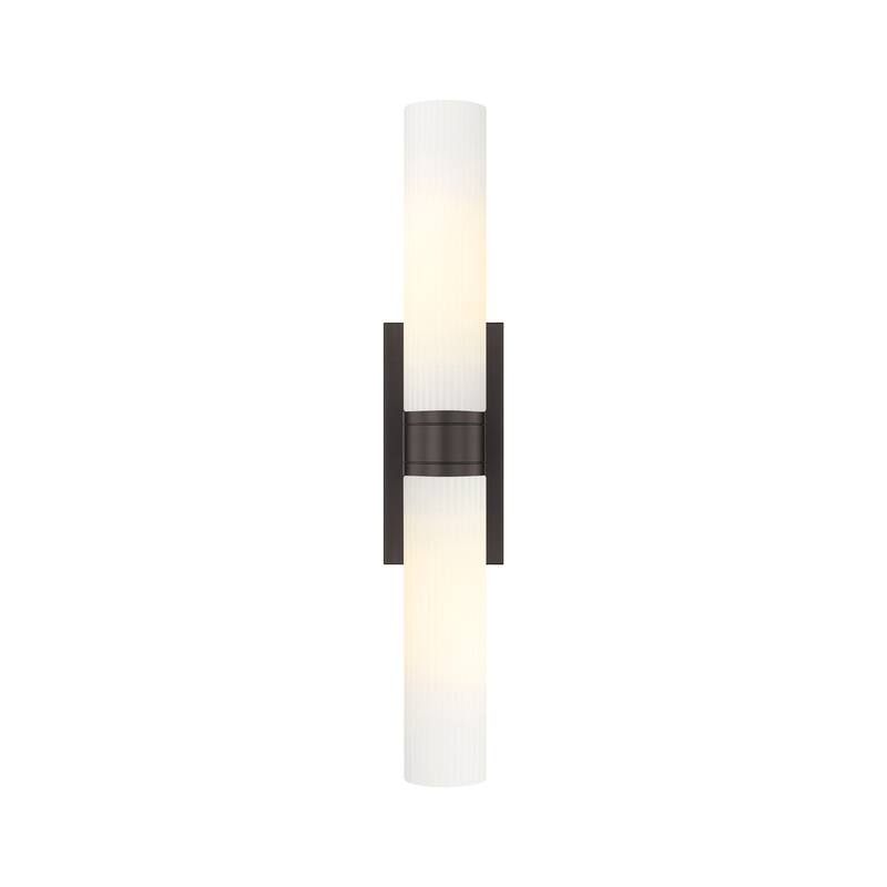 Innovations Lighting Ballston Urban - 2 Light 11" Wall-Mounted Bath Vanity Light - Striped White/Oiled Brass