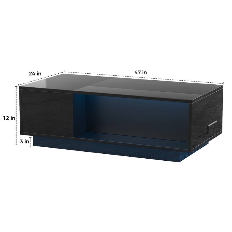 Pocassy 47" Modern LED Coffee Table with Lift Top Coffee Table