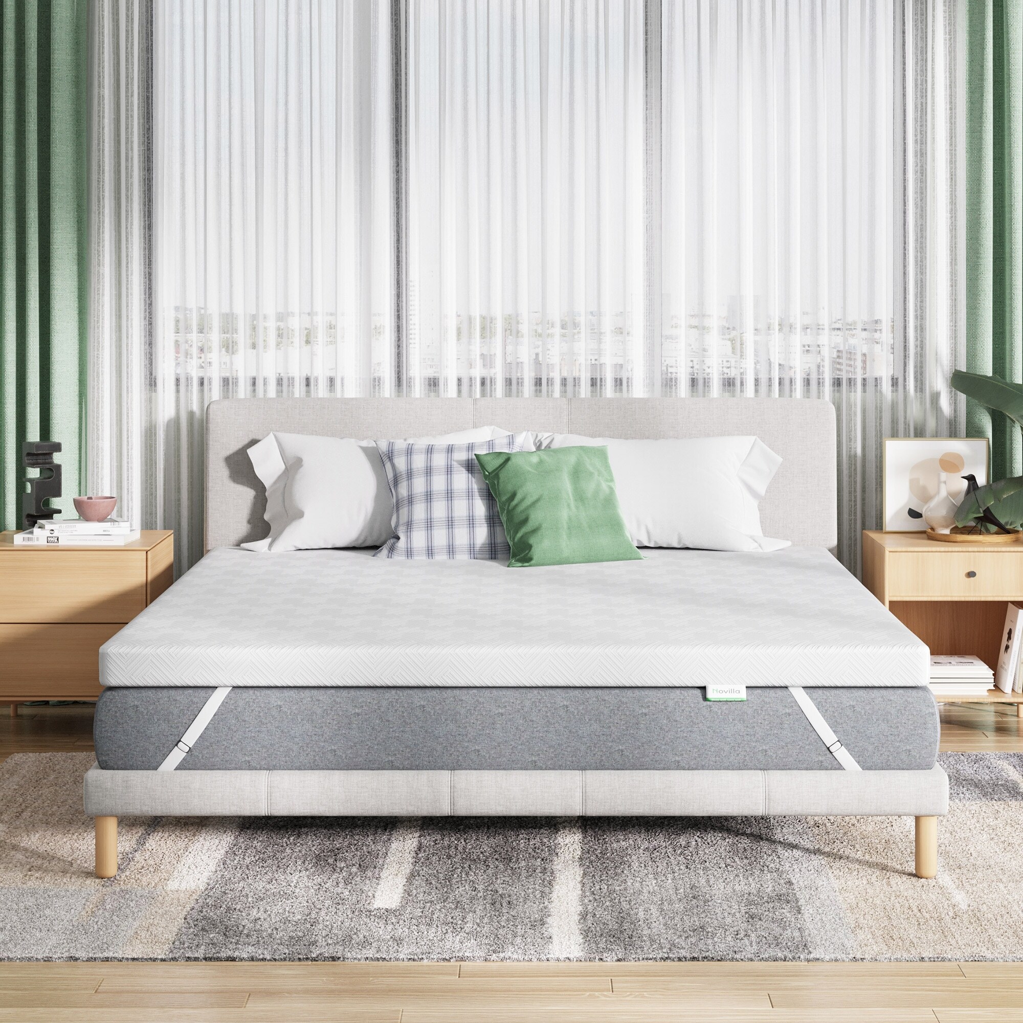 Novilla 3 inch Cooling Gel Memory Foam Mattress Topper White