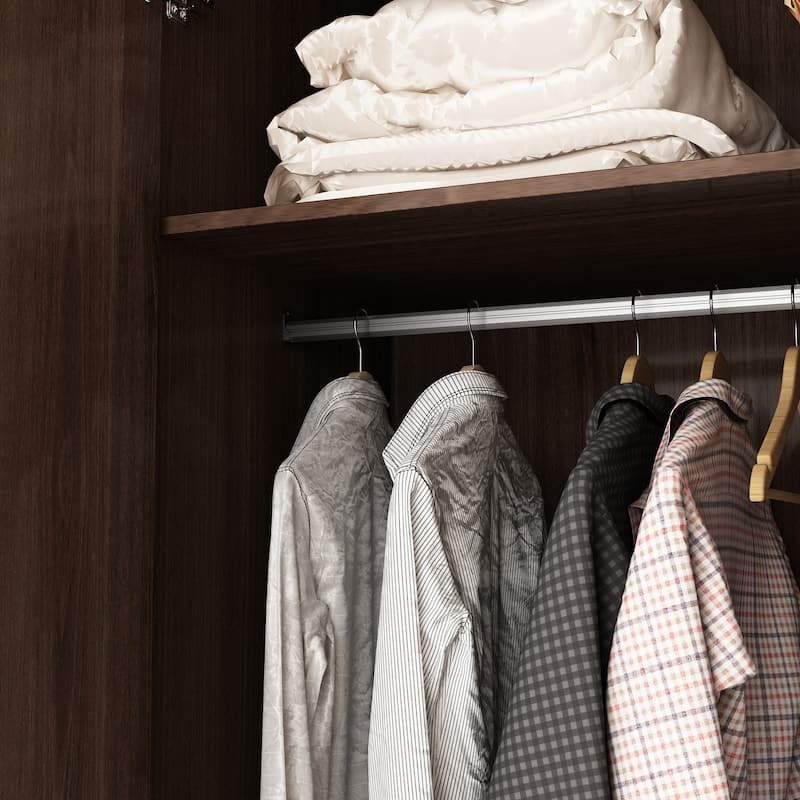 Wardrobe Closet Armoire with 2 Doors Wooden Clothes Storage Cabinet