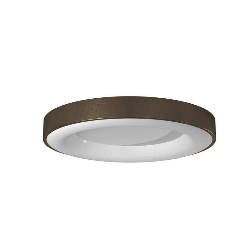 EVOLV Acryluxe Sway 24-inch Light Bronze Round LED Flush Mount Light with Opal Acrylic