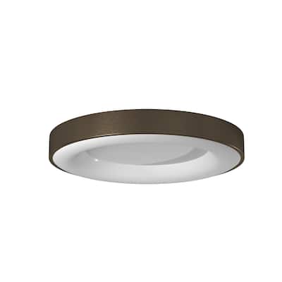 EVOLV Acryluxe Sway 24-inch Light Bronze Round LED Flush Mount Light with Opal Acrylic