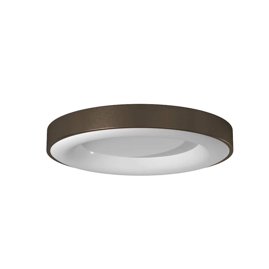 EVOLV Acryluxe Sway 24-inch Light Bronze Round LED Flush Mount Light with Opal Acrylic