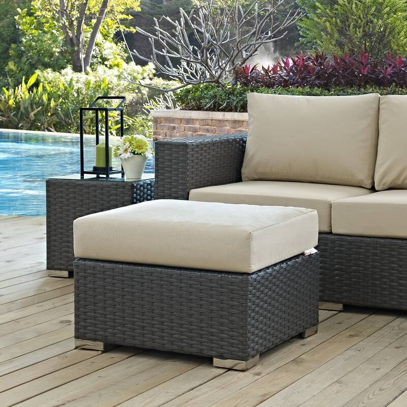 Sojourn Outdoor Patio Sunbrella® Ottoman - Canvas Antique Beige