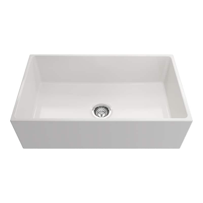33" Fireclay Kitchen Sink, Crestwood Farmhouse Sink, White Fireclay Kitchen sink, Single Bowl Apron Front, Plain... - 33"x19" - 33"x19" - White