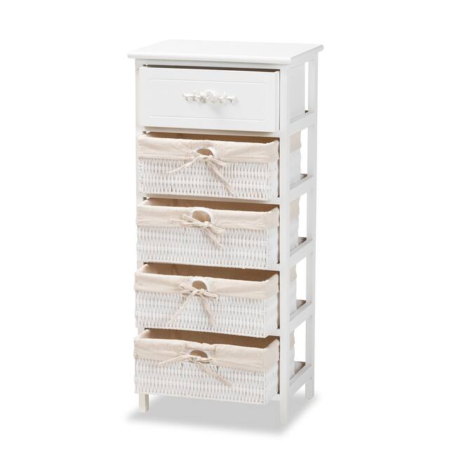 Madelia Modern and Contemporary 1-Drawer Wood Storage Unit-White