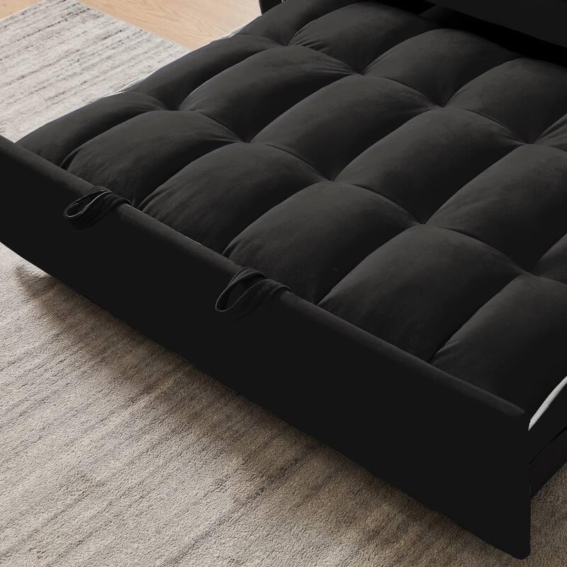 Modern Sofa Velvet Pull-out Bed, Adjustable Back and with USB port