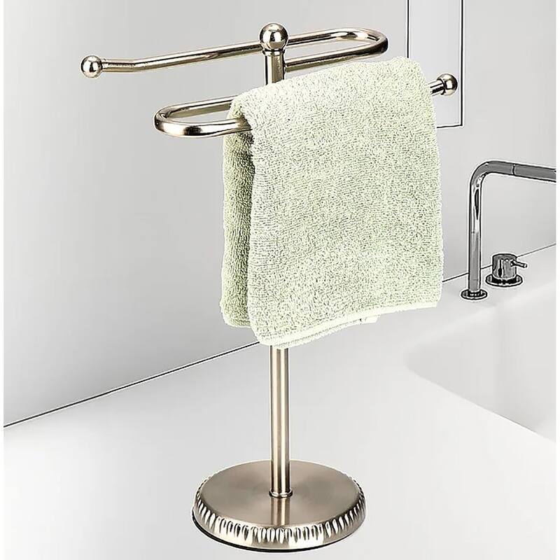 Brushed Satin Nickle Stainless Steel S-Design Fingertip Towel Holder With Heavy Base