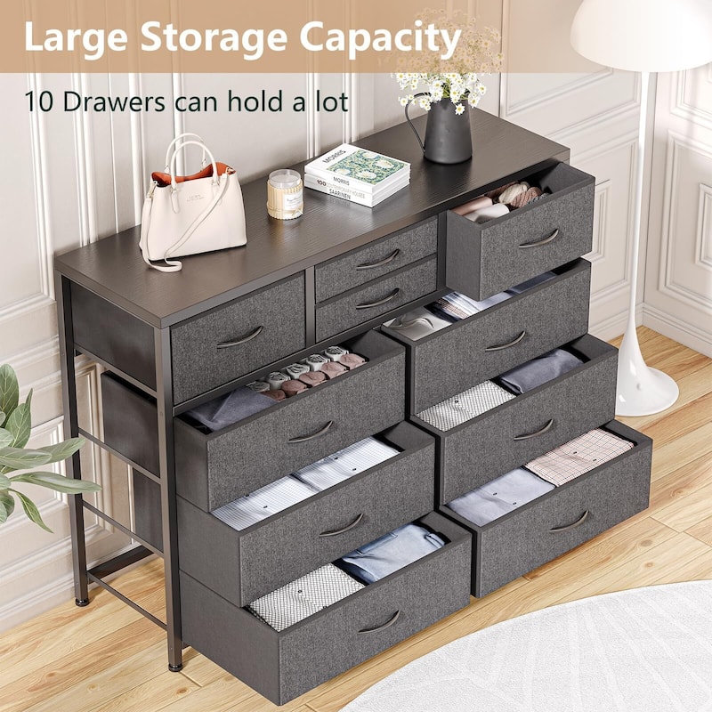 Wide 10 Drawer Dresser for Bedroom