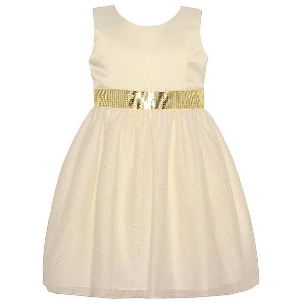 Shop Mia Juliana Girls Ivory Gold Sparkly Adorned Waist Christmas
