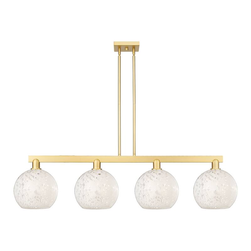 Innovations Lighting Endless Possibilities Arcadia - White Mouchette - 4 Light 53" Stem Hung Island Light - Satin Gold