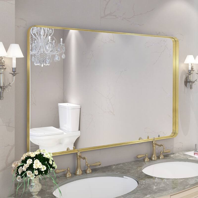 QuivaraView Rectangular Aluminum Framed Bathroom Vanity Mirror - 55" x 36" - Brushed Gold