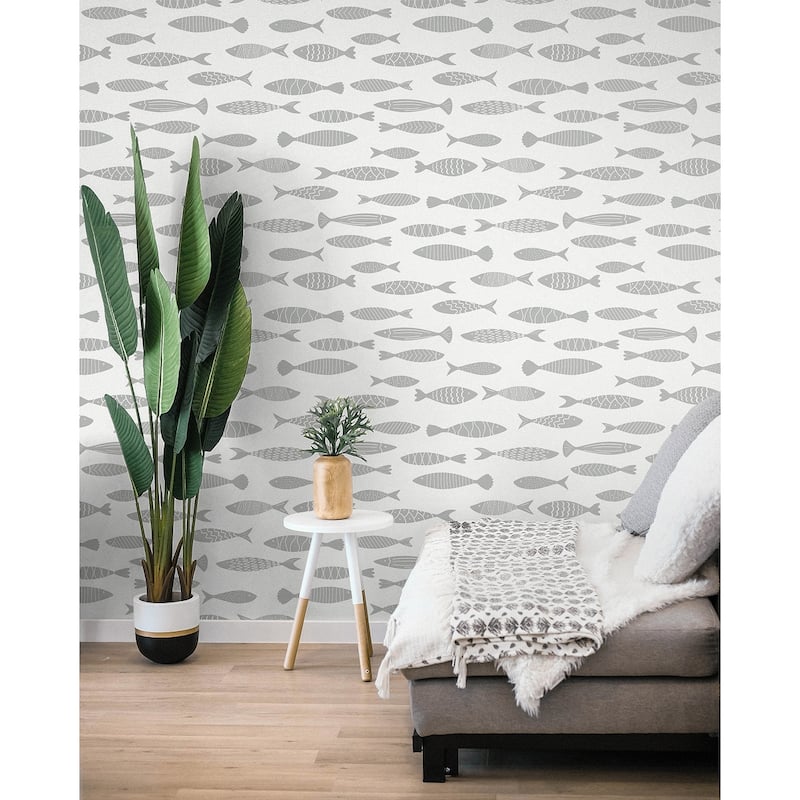 Seabrook Designs Bay Fish Unpasted Wallpaper