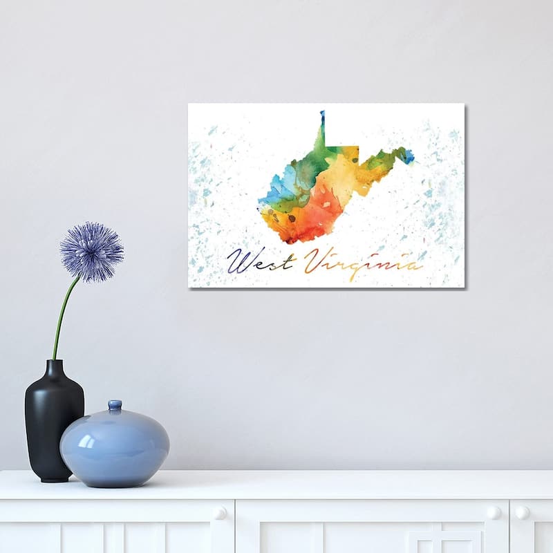 iCanvas "West Virginia State Colorful" by WallDecorAddict Canvas Print - 12x18x1.5
