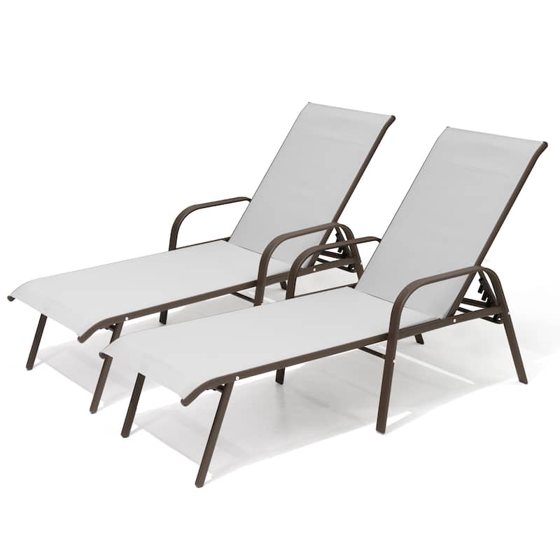 Pellebant 2/4PCS Outdoor Adjustable Patio Chaise Lounge Chairs