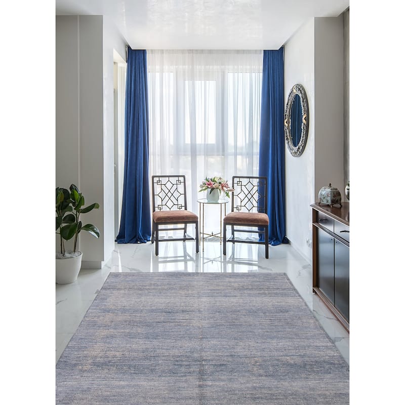 ECARPETGALLERY Hand-knotted Loreto Blue Silk Rug - 9'9 x 14'10