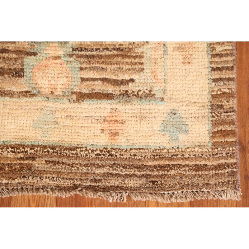 Vegetable Dye Brown Oushak Turkish Rug Handmade Bedroom Wool Carpet - 6'4" x 9'10"