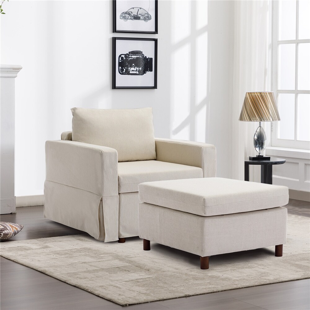 Single couch with ottoman sale