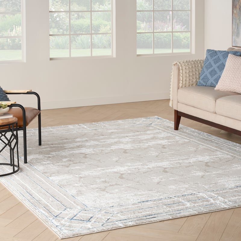Nourison Glam Indoor Cream/Ivory Geometric Area Rug