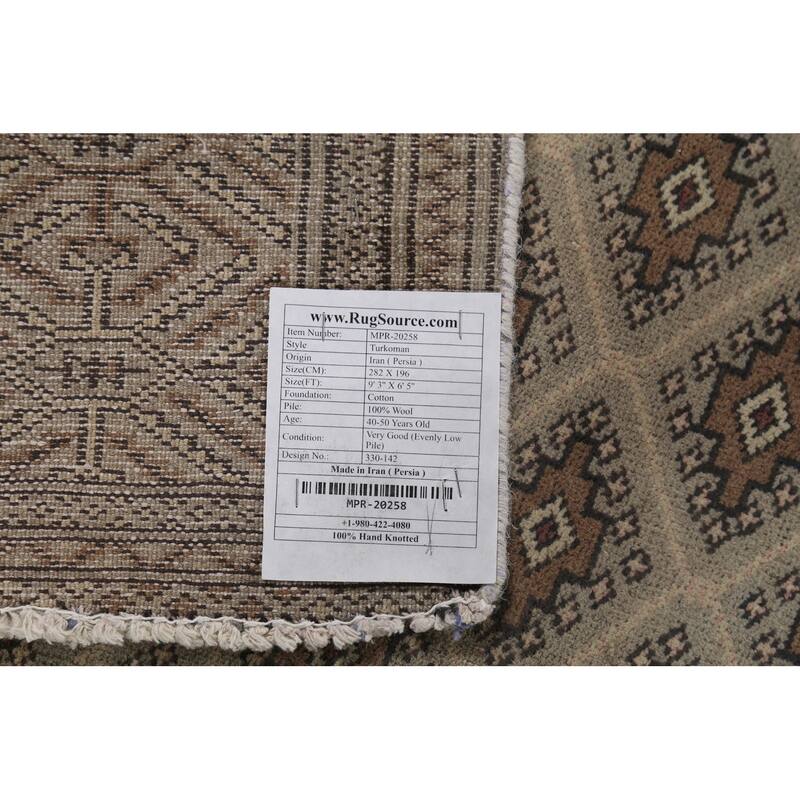 All-Over Geometric Turkoman Persian Vintage Rug Handmade Wool Carpet - 6'5"x 9'3"