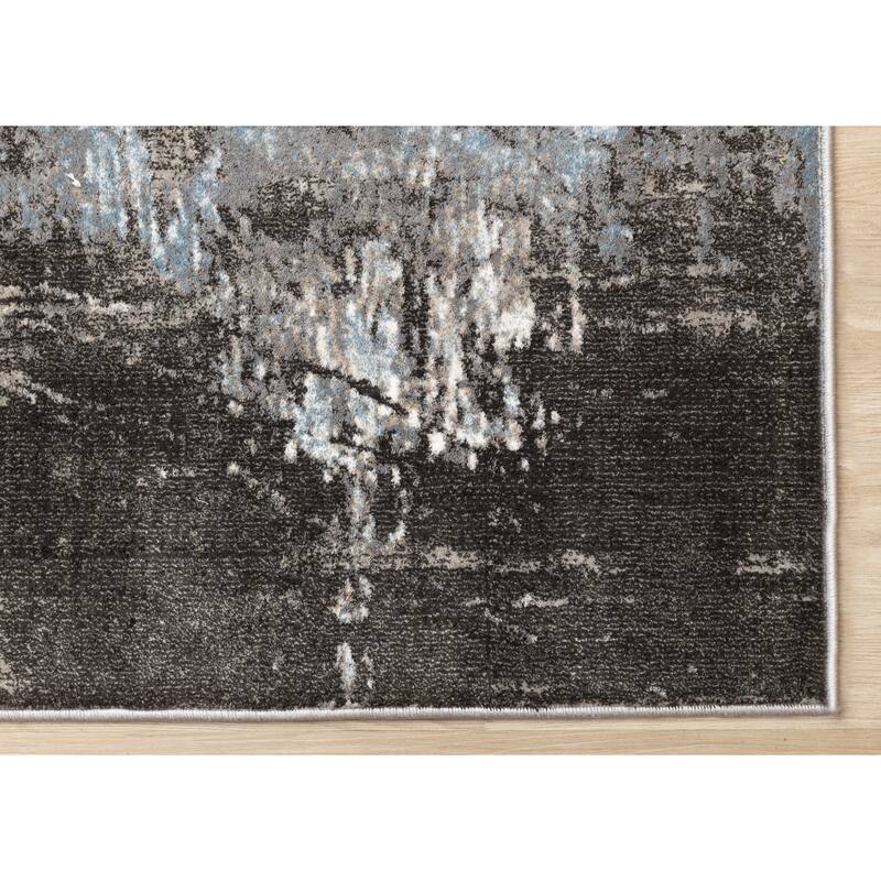 Grey Taupe Blue Distressed Area Rug