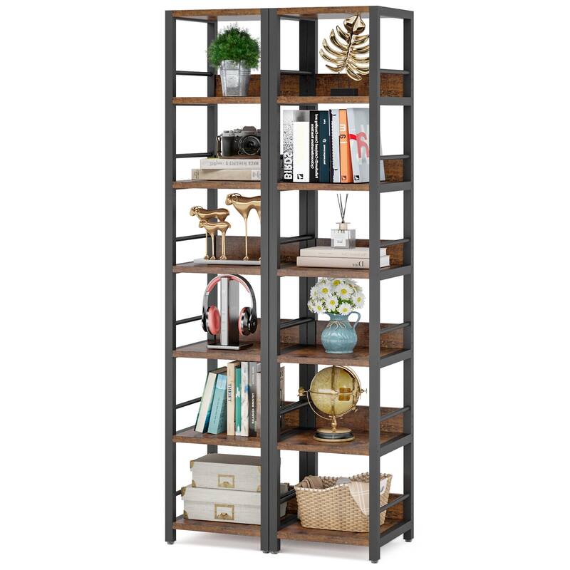 Wood and Metal 75 Inch Corner Shelves, Multipurpose Storage Shelf Organizer Rack for Small Spaces
