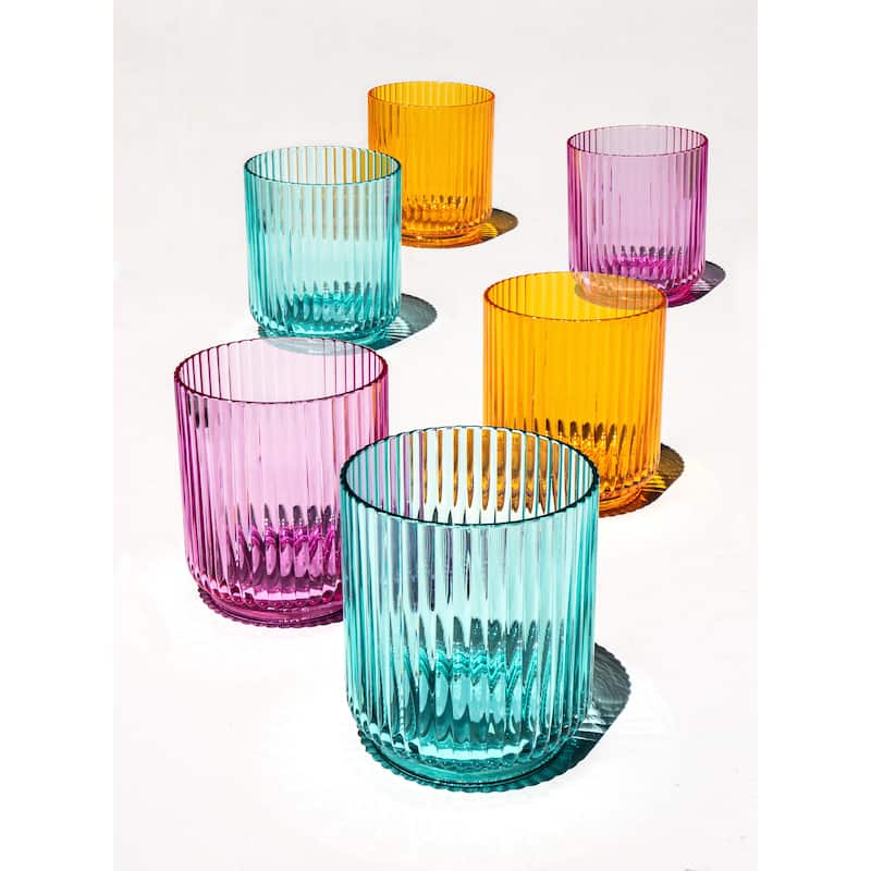 Abode Homewares Mesa Acrylic Drinking Glass - Assorted Colors - 15 oz - Set of 6