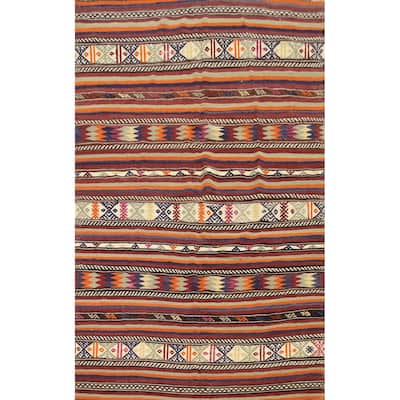 Hand Woven Oriental 100% Wool Carpet Southwestern Tribal Multi-Colored Kilim Area Rug - 8' 6'' X 5' 9''