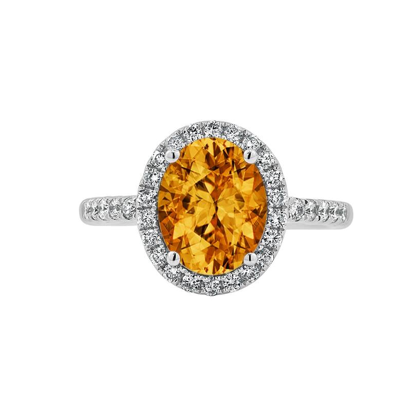 Auriya 3ct Oval Citrine and Halo Diamond Engagement Ring 3/8ctw 14k Gold