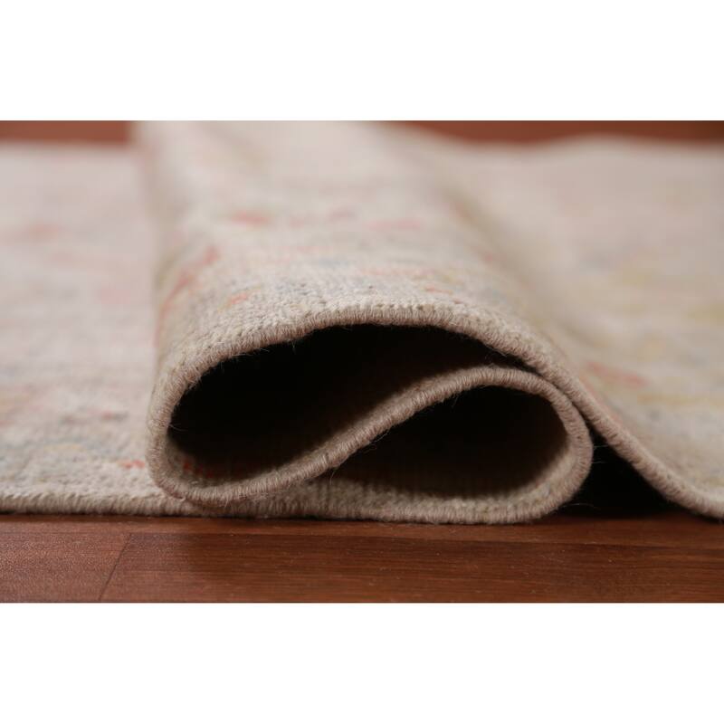 Hand Knotted Oriental 100% Wool Carpet Transitional All-Over Beige & Ivories Oushak Area Rug - 8' 11'' X 6' 0''