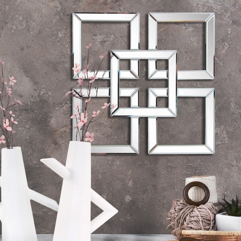 Allan Andrews Contemporary Layered Square Accent Mirror - 16" x 16" - Clear