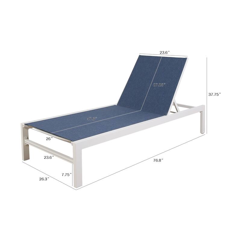 Patio Outdoor Aluminum Chaise Adjustable Recliner Lounger with Wheels