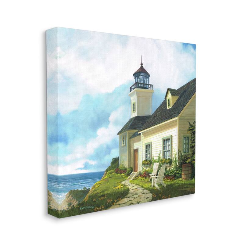 Stupell Coastal Lighthouse Beacon House Canvas Wall Art by Michael Humphries