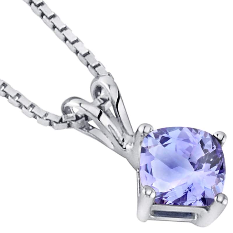 14k White Gold 1 ct Tanzanite Pendant Necklace