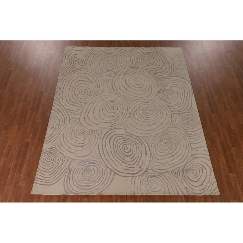 All-Over Abstract Modern Area Rug Hand-Knotted Wool Carpet - 7'11"x 9'9"