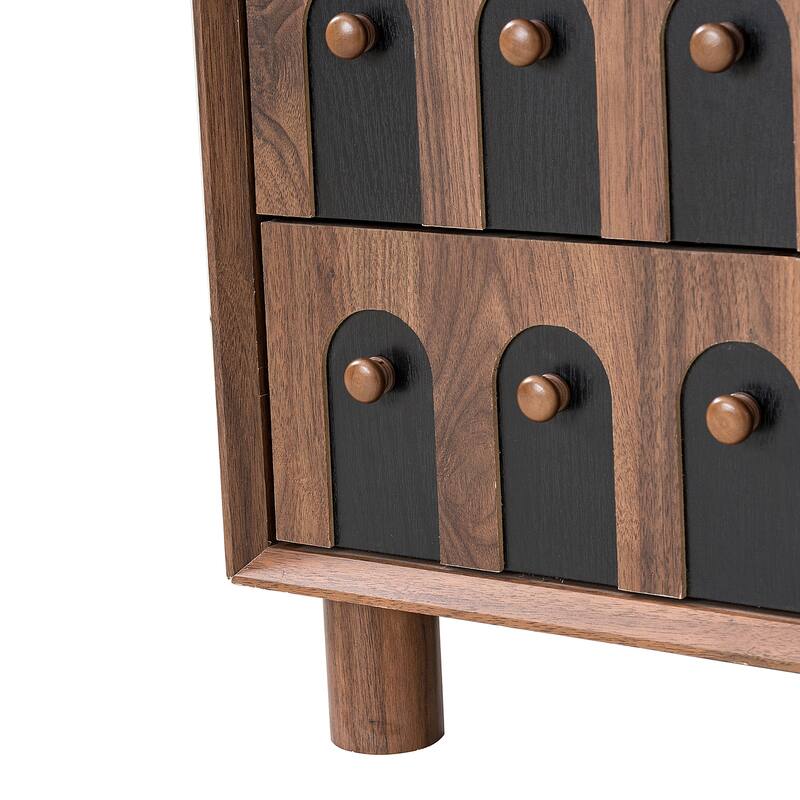 Bedside Cabinet Walnut Nightstand File Cabinet with Open Shelf, Storage Cabinet Lamp Table with Drawers