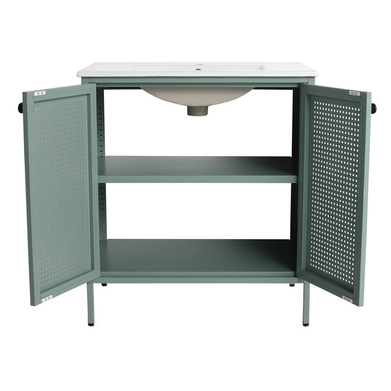 30 inch Freestanding Bathroom Vanity Set with Integrated Ceramic Sink