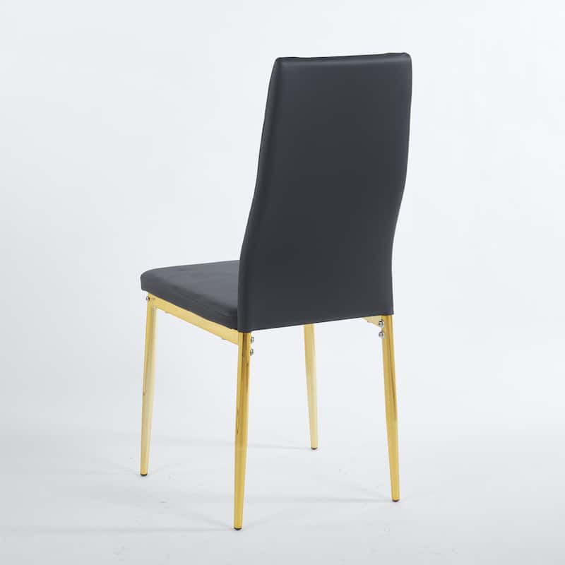 chair set of 4,GOLDEN COLOR LEG,BLACK SEAT