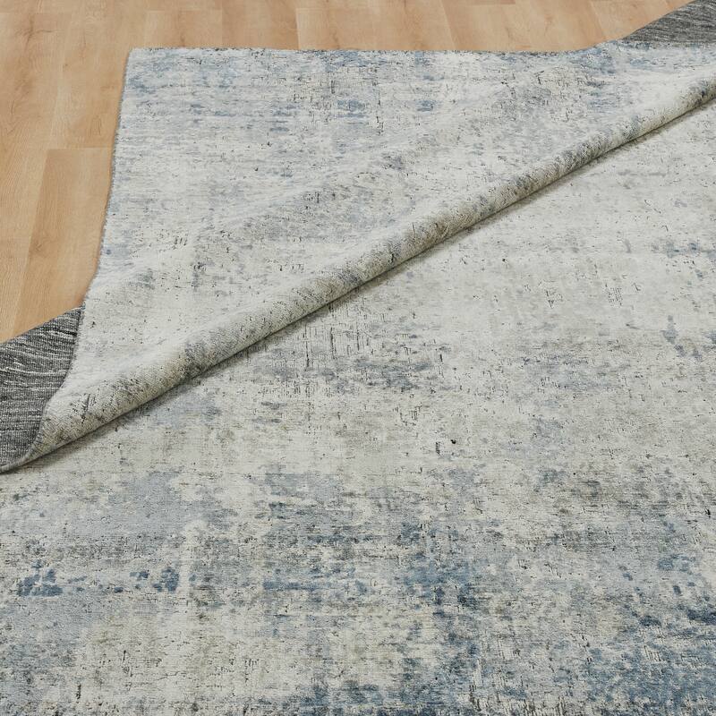 Urban Distress Abstract Blue Handmade Area Rug