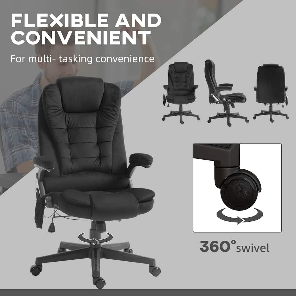 Office Chair with Heat & Massage, Velvet High Back Executive Office Chair, Computer Chair with Reclining Backrest & Remote